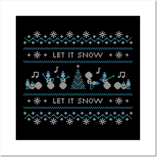 Ugly Christmas Sweater Let it Snow Dancing Snowmen Posters and Art